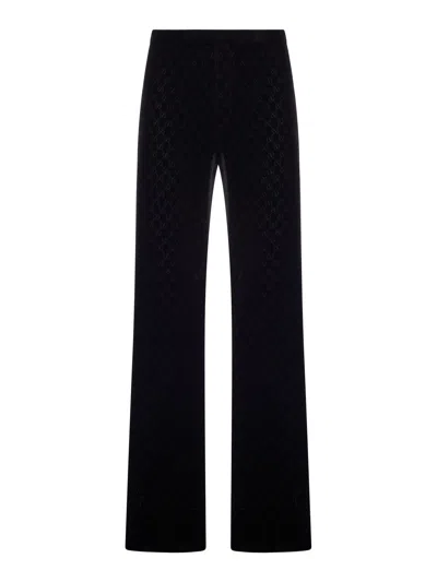 Gucci Gg Stretch Dévoré Velvet Trousers In Black