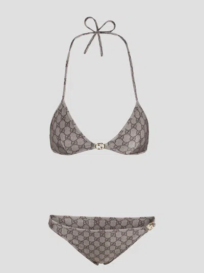 Gucci Gg Stretch Jersey Bikini In Brown