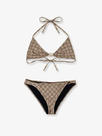 Gucci Gg Stretch Jersey Bikini In Brown