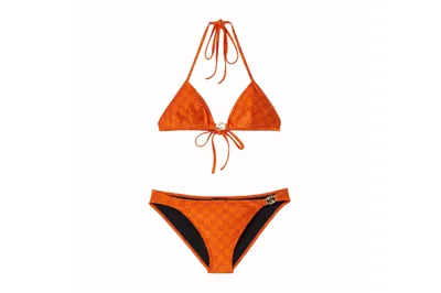 Pre-owned Gucci Gg Stretch Jersey Bikini Orange