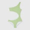 Gucci Asymmetrical Cut-out Swimsuit In Stretch Fabric In Green