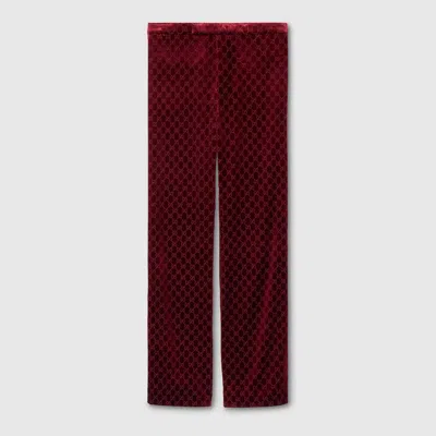 Gucci Gg Velvet Devor Sportswear Pants In Burgundy