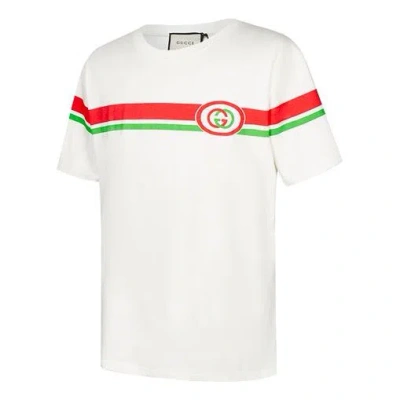 Gucci Gg Stripe Printing Short Sleeve White