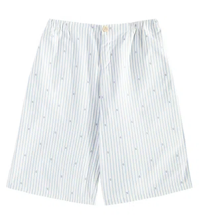 Gucci Kids' Gg Striped Cotton Bermuda Shorts In Blue