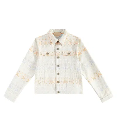 Gucci Kids' Gg Striped Cotton Jacket In Multicoloured