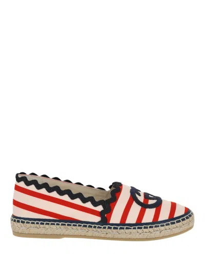 Pre-owned Gucci Gg Striped Espadrilles (women's) Sneakers In Red