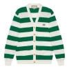 Gucci Gg Striped Knitted Cotton Cardigan For Men Green
