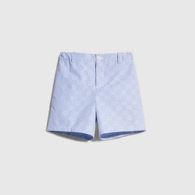 Gucci Kids' Gg Striped Poplin Shorts In Blue