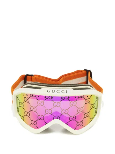 Pre-owned Gucci Gg Striped Ski Goggles In Orange