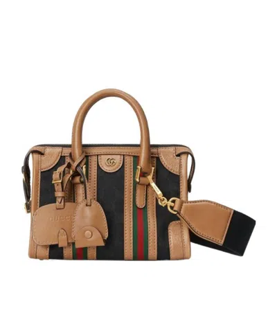 Gucci Gg Striped Tote In Brown