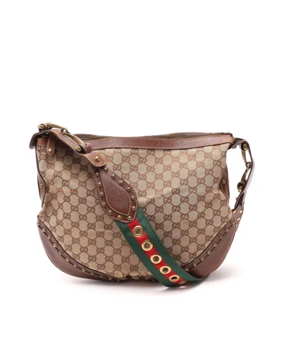 Gucci Gg Studded Pelham Bag In Brown