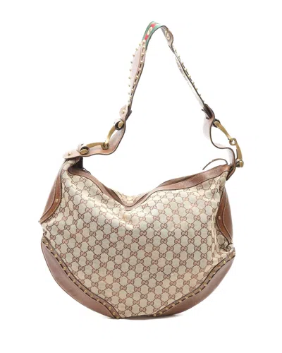 Gucci Gg Studded Pelham Bag In Brown