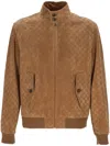 Gucci Brown Jacket With All-over Embossed Gg Motif And Collar With Buttons In Suede Man