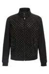 Gucci Embossed Gg Suede Bomber Jacket In Black