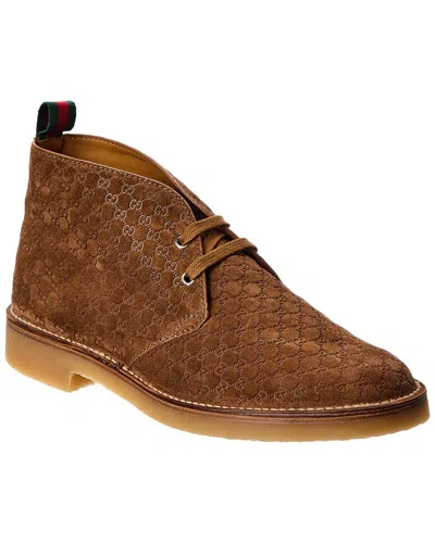 Gucci Gg Suede Bootie In Brown