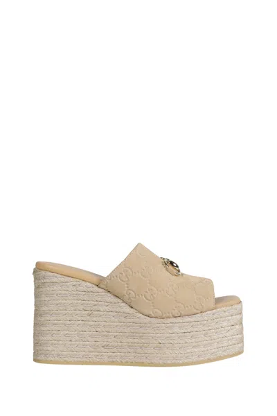 Gucci Gg Suede Espadrilles In Neutral