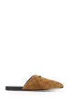 Gucci Men Brown Mule With Horsebit On The Front And All-over Gg Motif In Suede Man In Brown