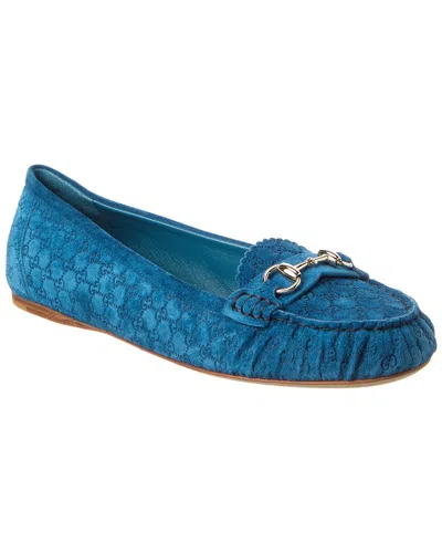 Gucci Gg Suede Loafer In Blue