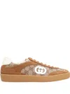 Gucci Brown G75 Sneaker In Suede And Gg Fabric Women In Brown