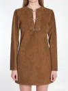 Gucci Gg Suede Mini Dress In Brown