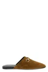 Gucci Women Brown Mule With Horsebit On The Front And All-over Gg Motif In Suede Woman In Brown