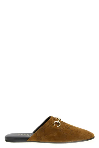 GUCCI 'GG' SUEDE MULES