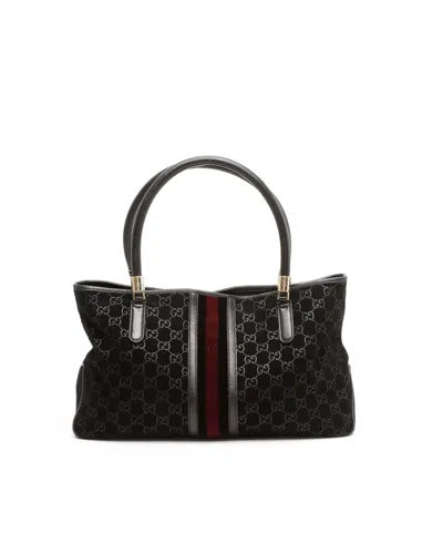 Gucci Gg Suede Tote Bag In Black