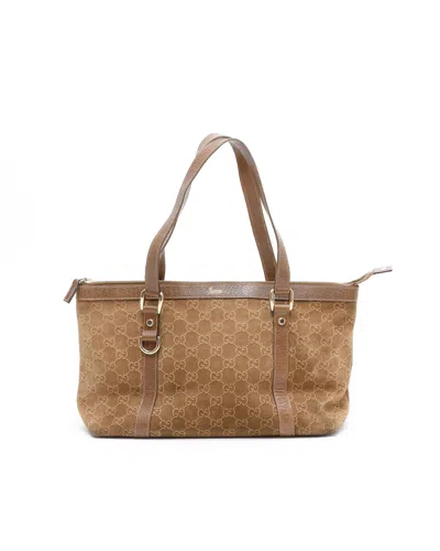 Gucci Gg Suede Tote Bag In Brown