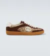 Gucci Men G75 Low-top Supreme Gg Fabric And Suede Sneakers In Brown