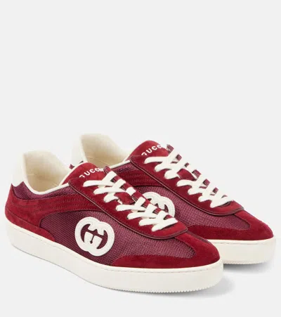 Gucci Gg Suede-trimmed Sneakers In Burgundy