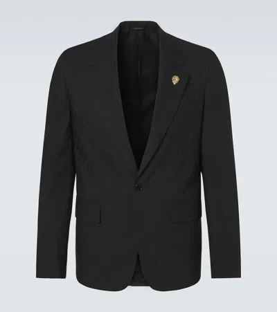 Gucci Polyester Blend Blazer Single Breasted Notch Lapel In Blue