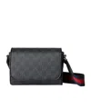 Gucci Gg Supreme Fabric And Leather Shoulder Bag In Black