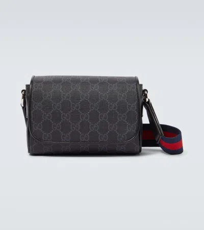 Gucci Black Mini Crossbody Bag With Web Detail In Gg Supreme Canvas Man
