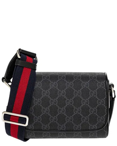 Gucci Gg Super Mini Gg Supreme Canvas & Leather Crossbody In Black