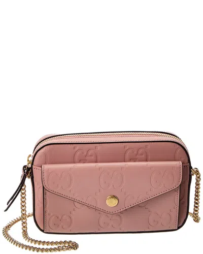 Gucci Gg Super Mini Leather Crossbody In Pink