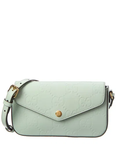 Gucci Gg Super Mini Leather Shoulder Bag In Green