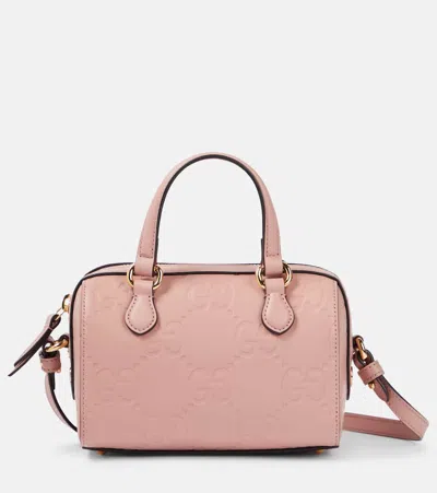 Gucci Gg Super迷你皮革托特包 In Pink