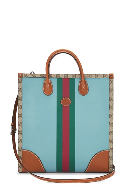 Gucci Gg Supreme 2 Way Tote Bag In Turquoise