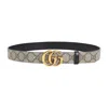 Gucci Gg Marmont Canvas And Leather Reversible Belt In Neutrals