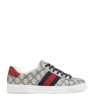 Gucci Men Ace Gg Supreme Fabric Sneakers In Gray