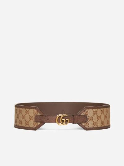 Gucci Gg Supreme And Leather Belt