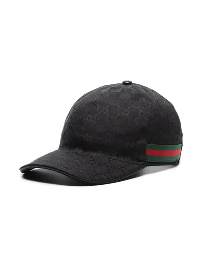 Gucci Gg Supreme And Web Baseball Cap In Black
