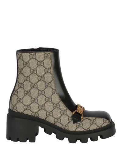 Pre-owned Gucci Gg Supreme Ankle Boots (women's) Sneakers In Dark Beige