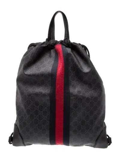 Pre-owned Gucci Gg Supreme Backpack In Black