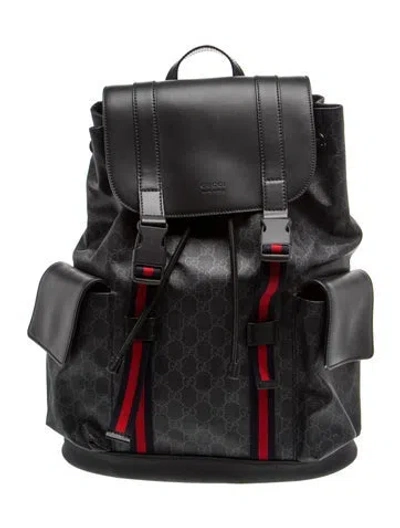 Pre-owned Gucci Gg Supreme Backpack In Black