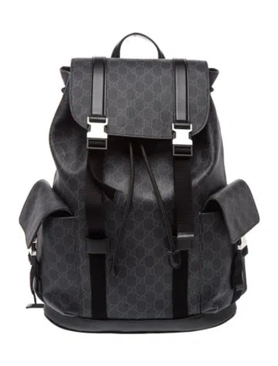 Pre-owned Gucci Gg Supreme Backpack In Black