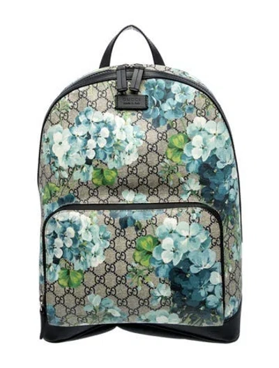 Pre-owned Gucci Gg Supreme Backpack In Blue/neutrals
