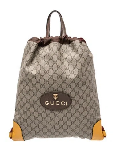 Pre-owned Gucci Gg Supreme Backpack In Brown