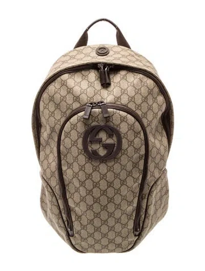 Pre-owned Gucci Gg Supreme Backpack In Brown