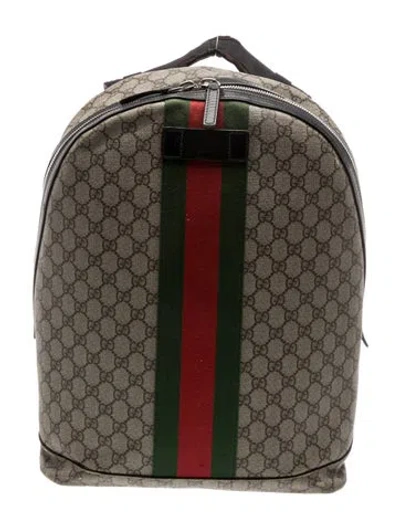 Pre-owned Gucci Gg Supreme Backpack In Brown